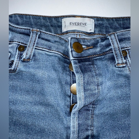 Evereve The Ever Straight High Rise Jeans Women’s 26 Button Fly Frayed Hem - Picture 4 of 8